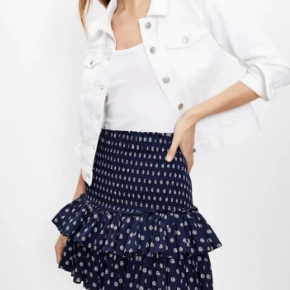 LOFT Shell Smocked Ruffle Mini Skirt - Picture 6 of 6